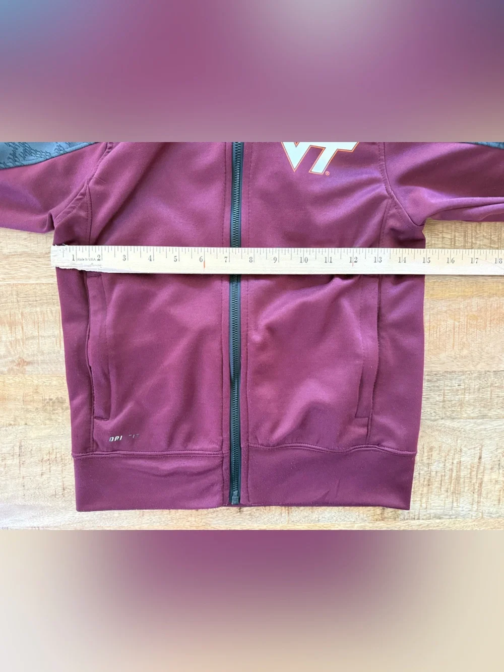 Nike Virginia Tech Hokies Dri-FIT Youth S Full Zip Jacket VT Maroon Gray